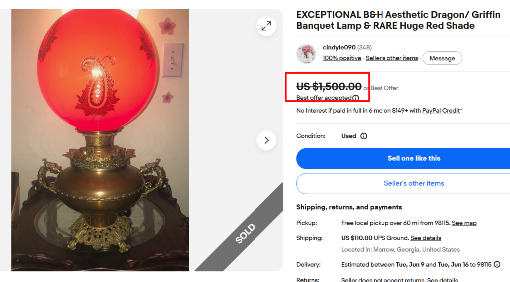 Bradley & Hubbard Victorian Banquet Lamp