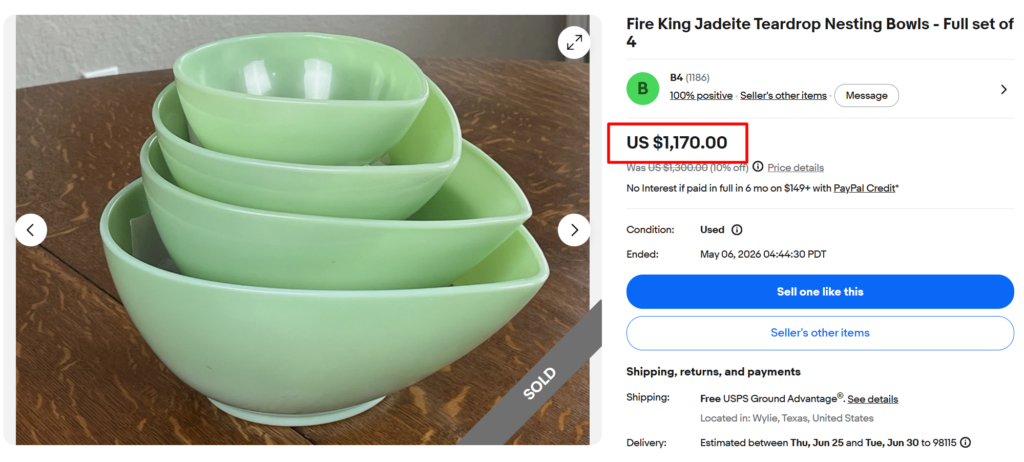 Fire-King Jadeite Teardrop Nesting Bowls