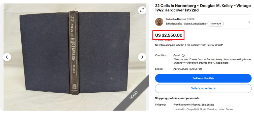 First Edition 22 Cells in Nuremberg Book