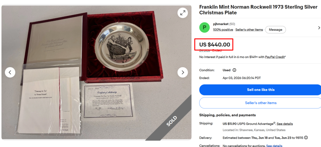 Franklin Mint Norman Rockwell Christmas Plate