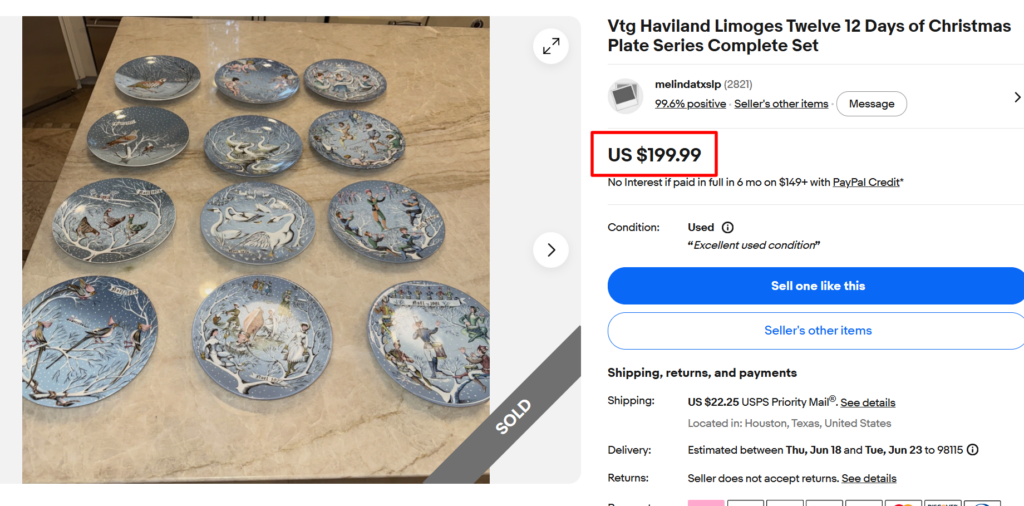 Haviland & Co. Twelve Days of Christmas Plates