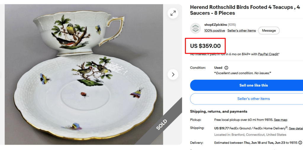 Herend Rothschild Bird Tea Cups