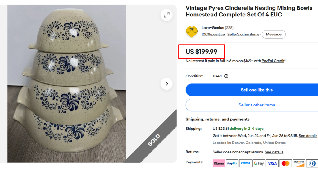 Homestead Pyrex Cinderella Bowls