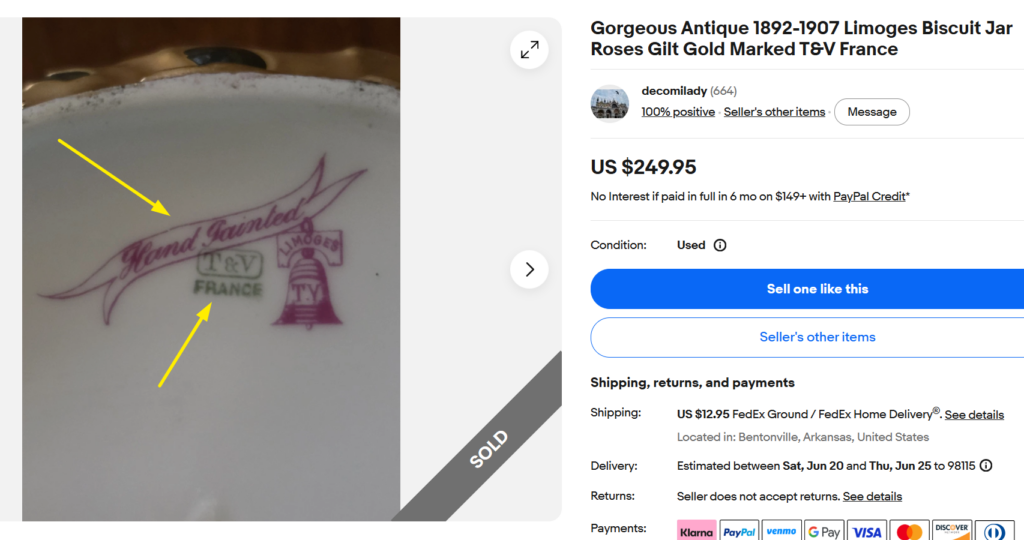 Limoges China Underglaze Mark