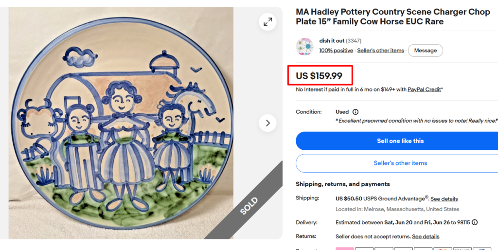 MA Hadley Pottert Country Scene Charger Plate