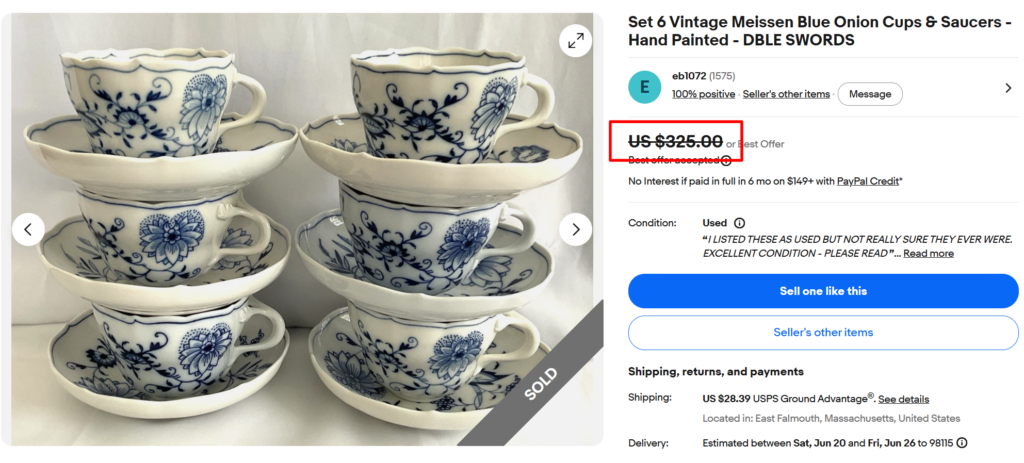 Meissen Blue Onion Cups