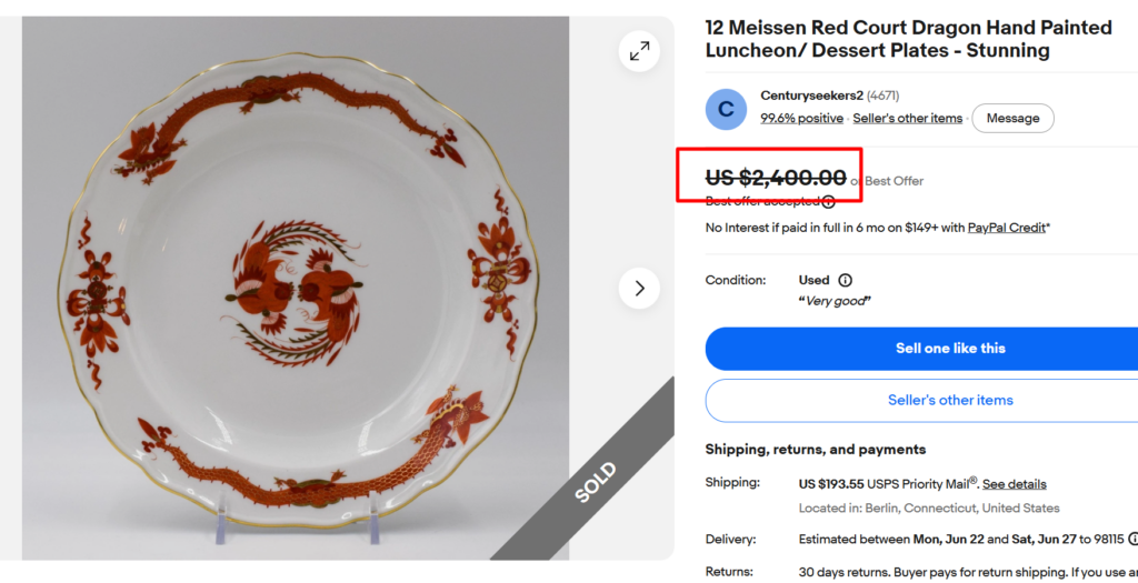 Meissen Red Court Dragon Plates