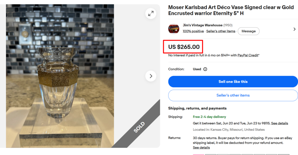 Moser Karlsbad Crystal Gold Encrusted Vase