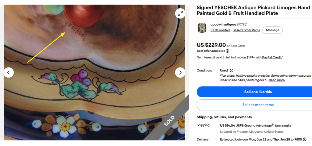 Pickard Limoges Artist Signature