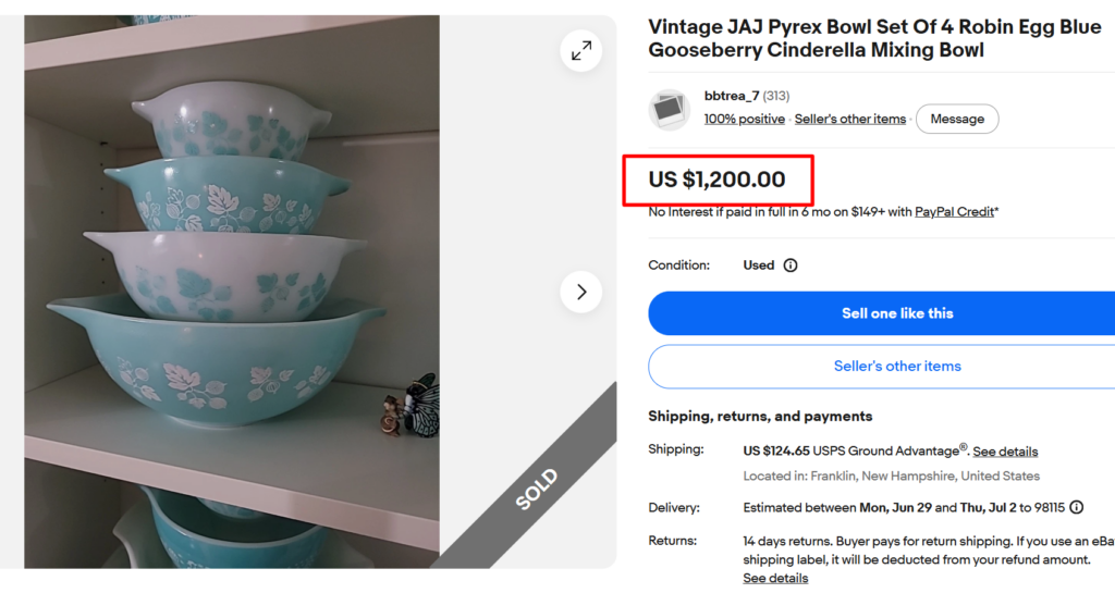 Robin Egg Blue Gooseberry Pyrex Bowls