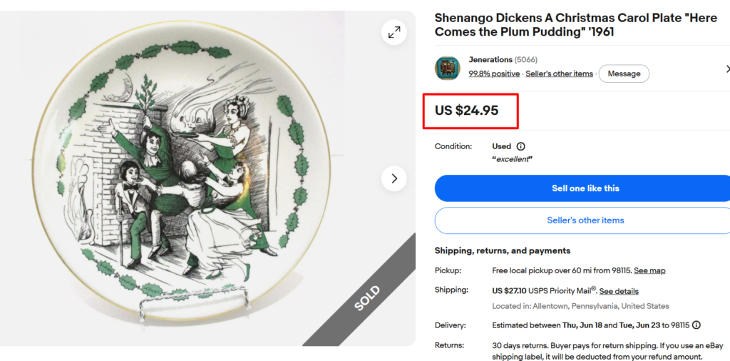 Shenango Dickens A Christmas Carol Plate