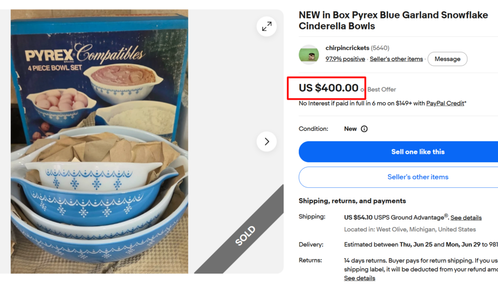 Snowflake Garland Pyrex Bowls