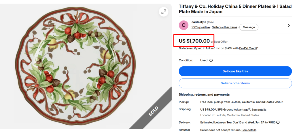 Tiffany & Co. Holiday China Plates