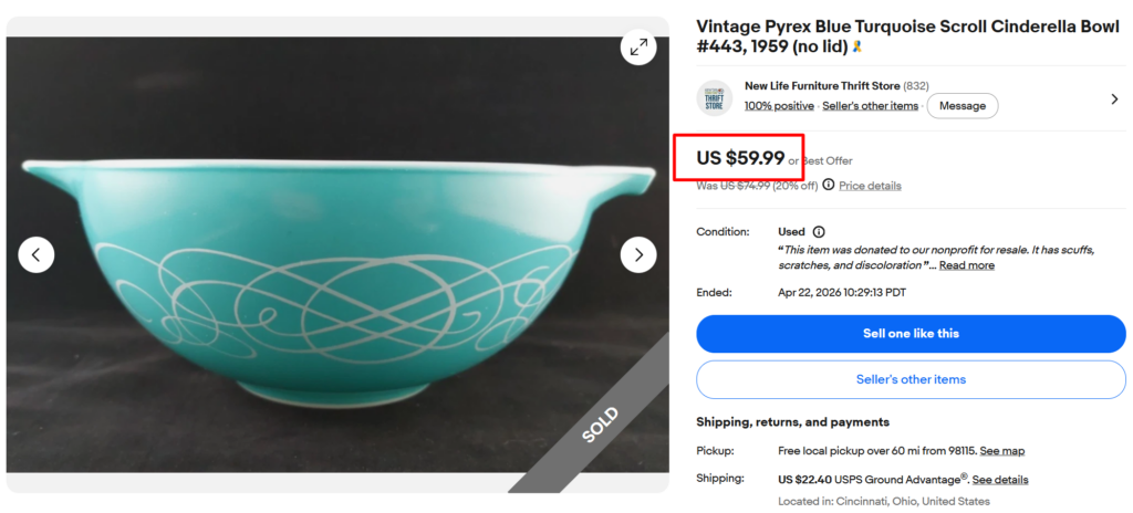 Turquoise Scroll Pyrex Bowls