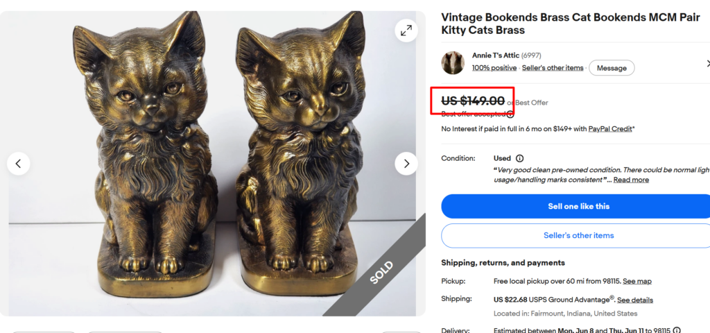 Vintage Brass Bookends
