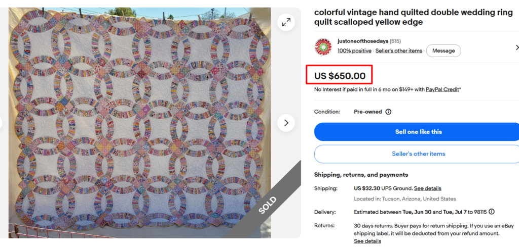 Vintage Double Wedding Ring Quilt