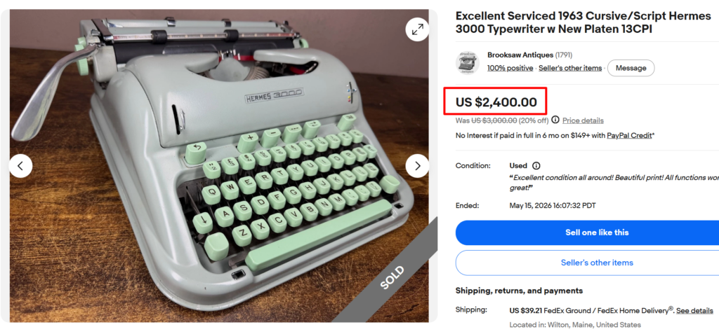 Vintage Hermes Typewriter