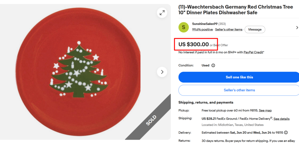 Waechtersbach Christmas Tree plate