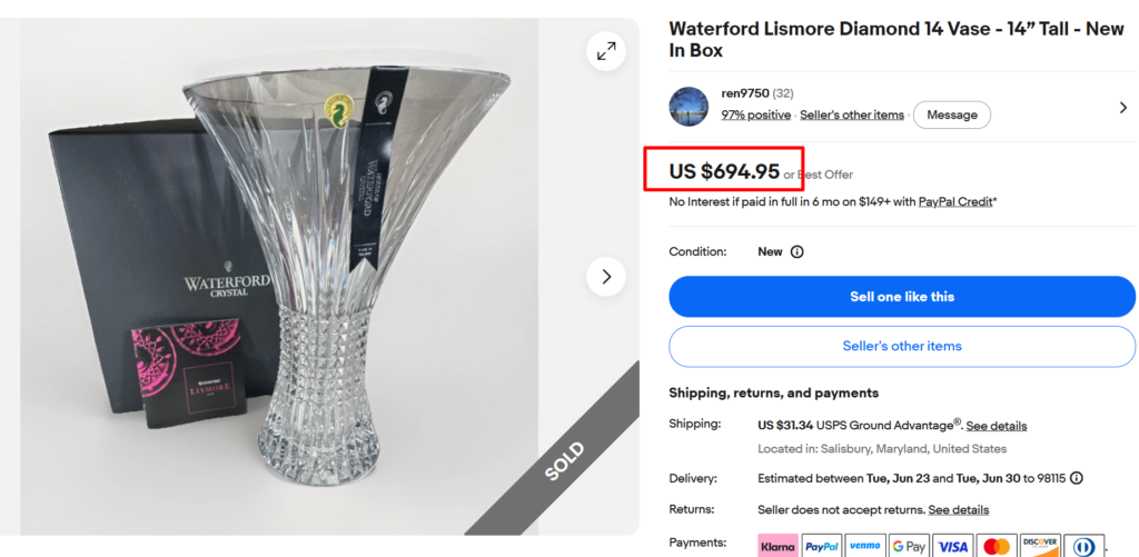 Waterford Lismore Vase