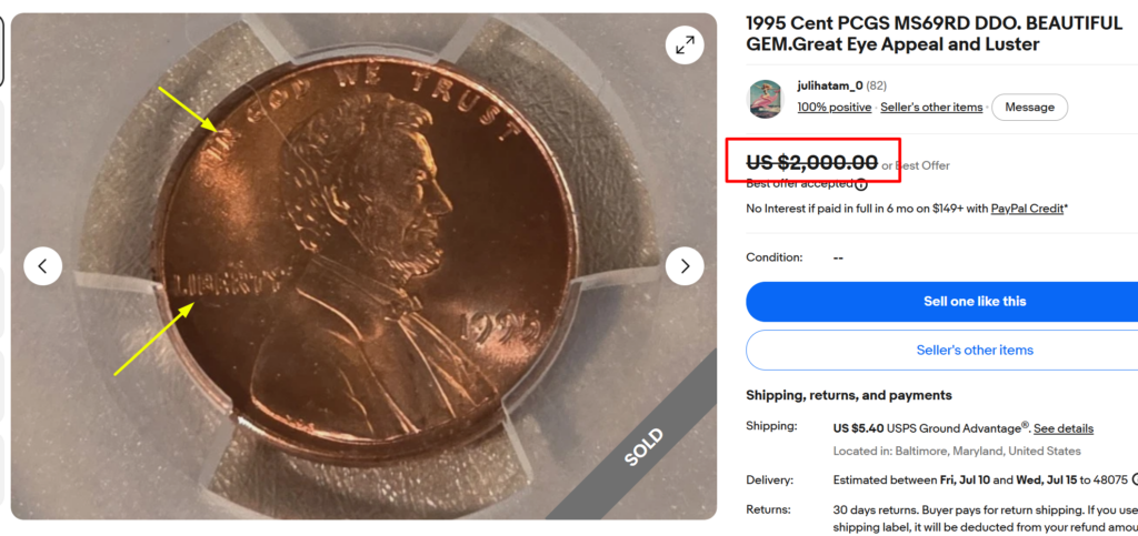 1995 Doubled Die Obverse Lincoln Cent