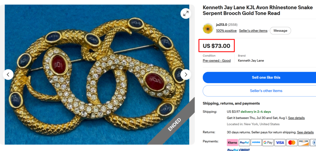 Avon Kenneth Jay Avon Snake Brooch