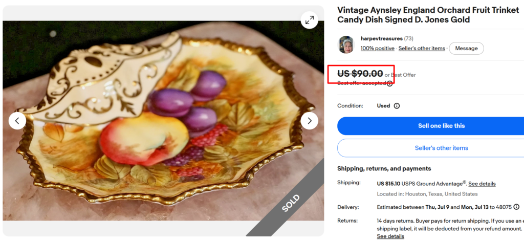 Aynsley Orchard Fruit Signed Trinket Dish