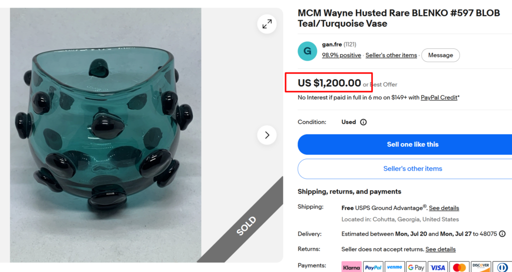 Blenko Wayne Blob Vase