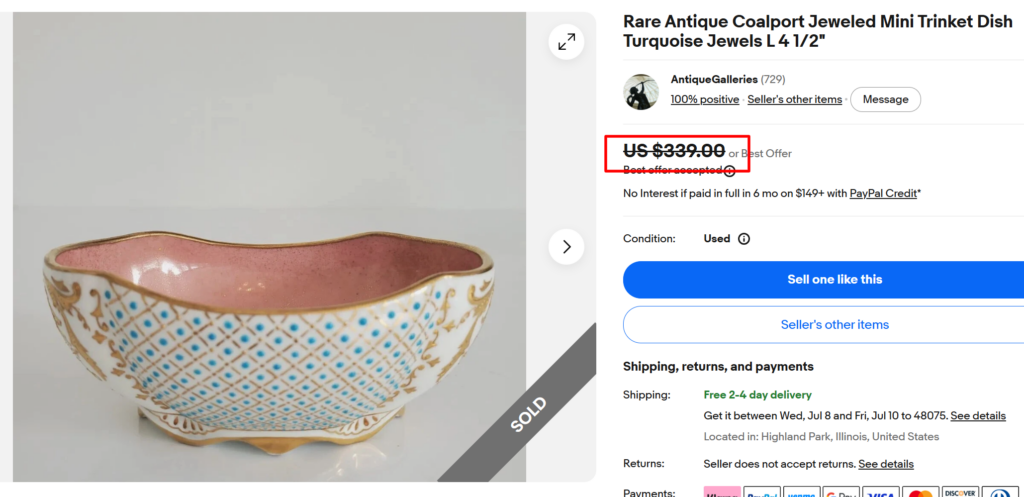 Coalport Jeweled Trinket Dish