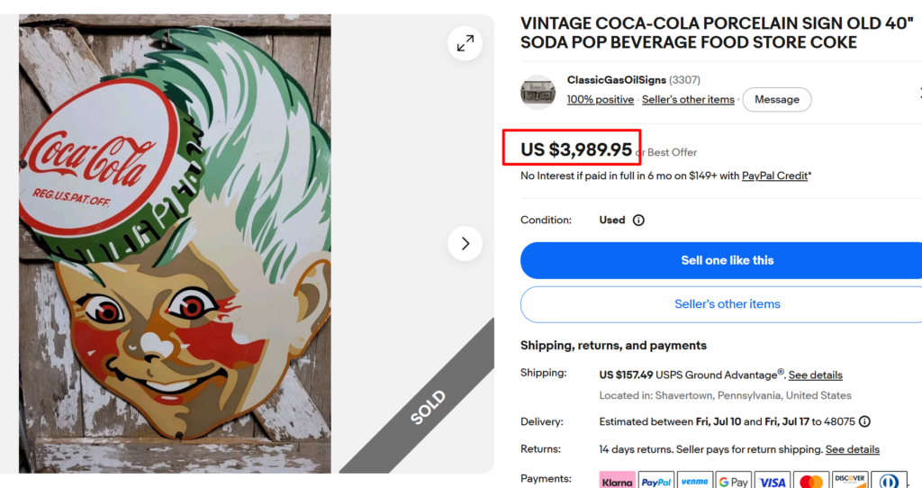 Coca-Cola porcelain sign
