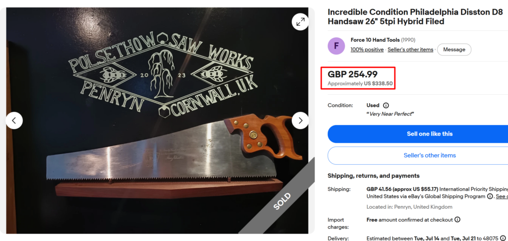 Disston D8 Hand Saw