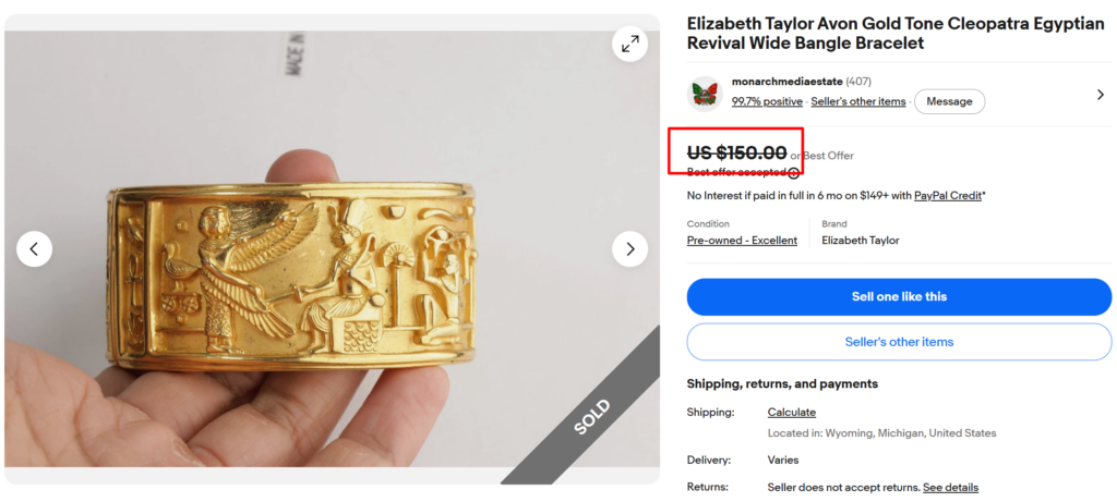 Elizabeth Taylor for Avon Cleopatra-inspired Bracelet