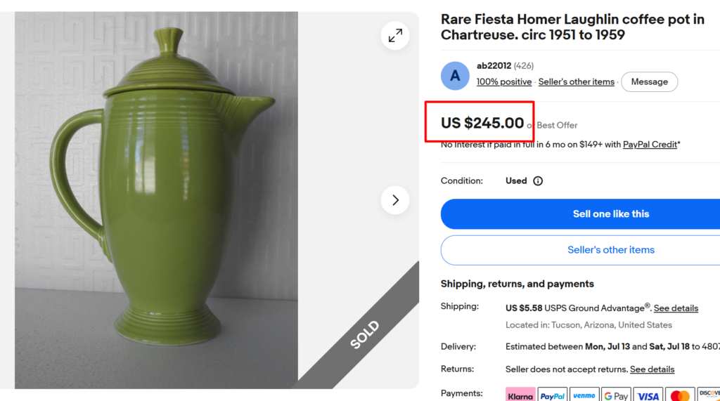 Fiestaware Chartreuse coffeepot