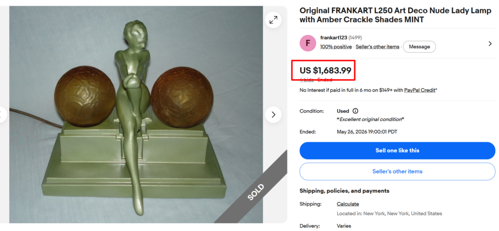Frankart Art Deco Nude Lady Lamp