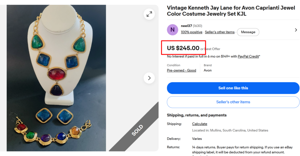 Kenneth Jay Lane for Avon Caprianti Jewel Set