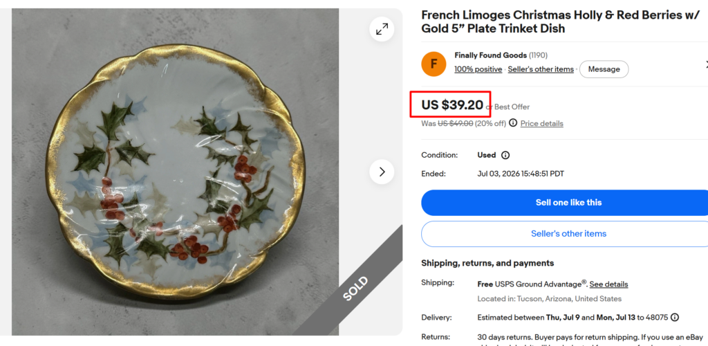 Limoges Hand-Painted French Trinket Dishes