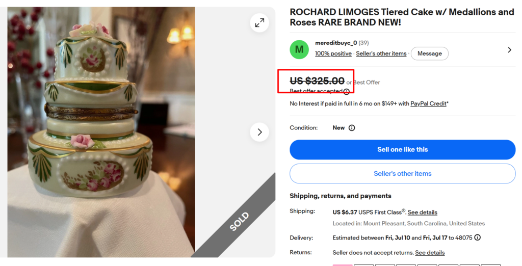 Rochard Limoges Tiered Cake Trinket Box