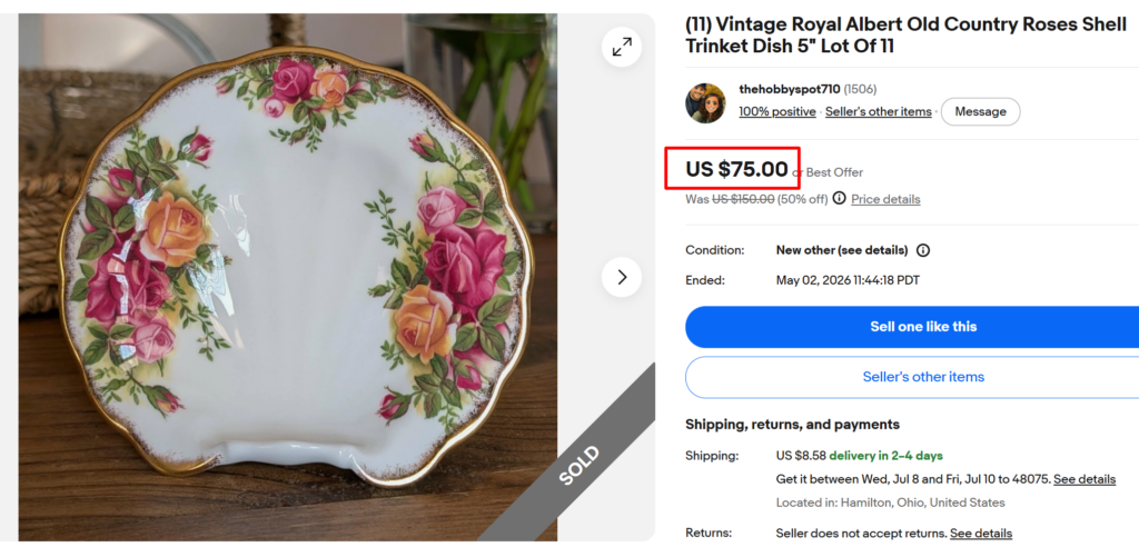 Royal Albert Old Country Roses Shell Trinket Dish