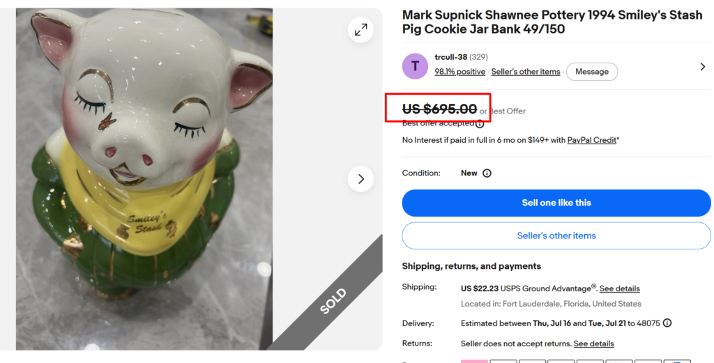Shawnee Smiley Pig Cookie Jar