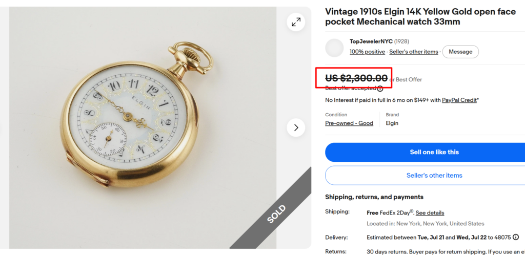 Vintage Elgin Pocket Watch