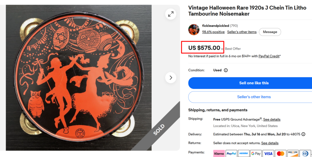 Vintage Tin Litho Halloween Noisemakers