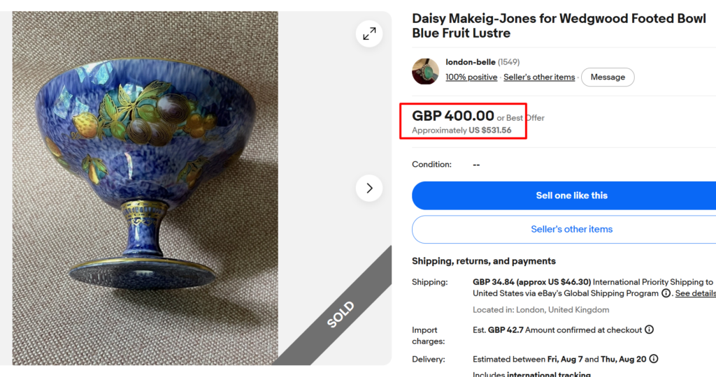 Wedgwood Daisy Makeig-Jones Blue Lustre Bowl