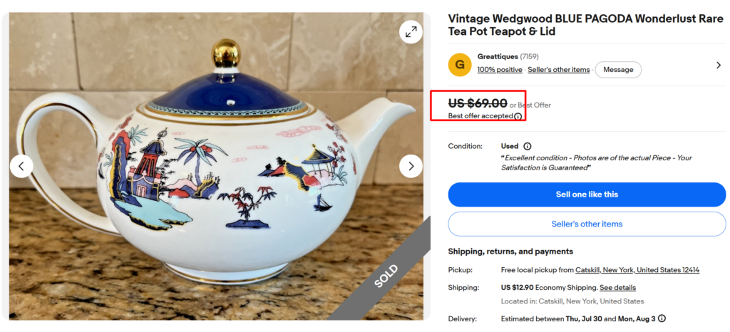 Wedgwood Wonderlust Blue Tea Pot