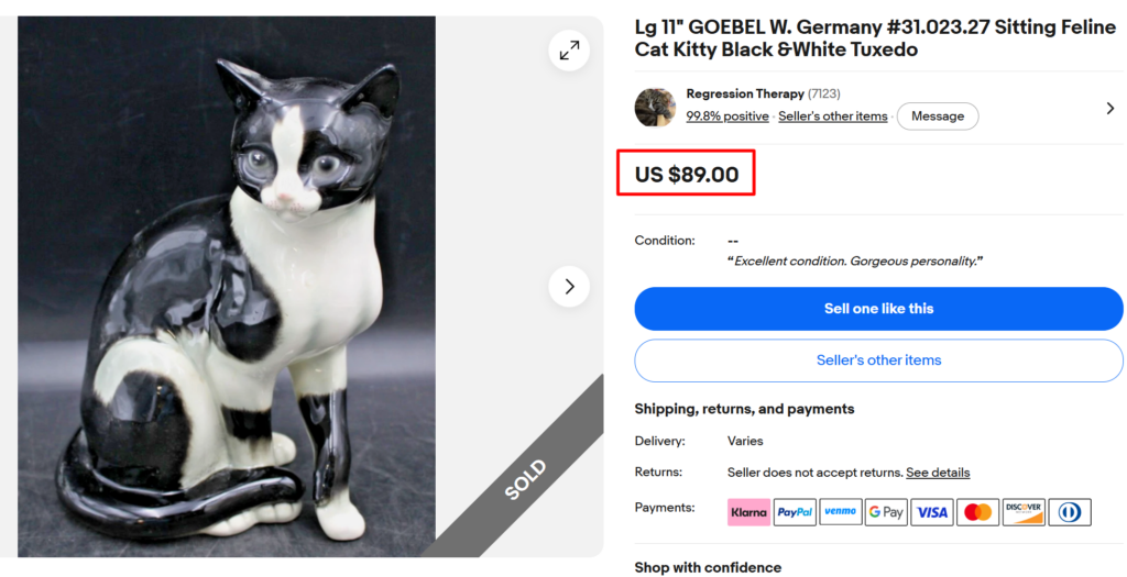 Goebel West Germany Black Cat Figurine
