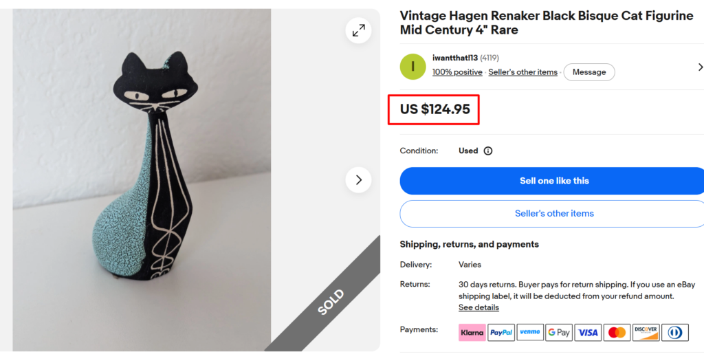 Hagen-Renaker Black Bisque Cat Figurine