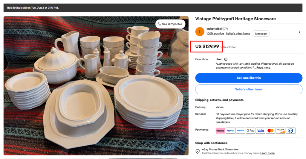 Pfaltzgraff Heritage Stoneware Set