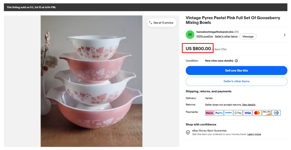 Pyrex Pastel Pink Gooseberry Bowls