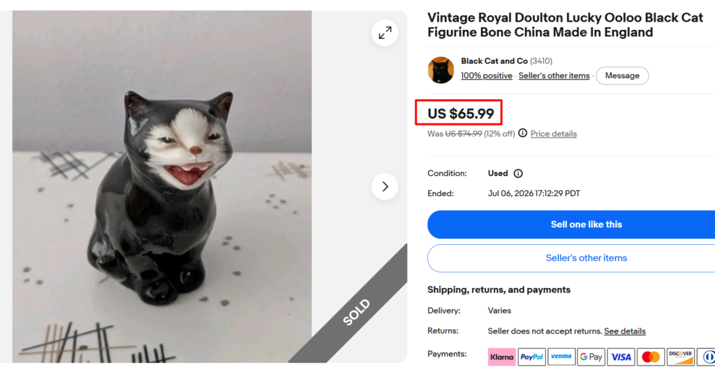 Royal Doulton Lucky Ooloo Black Cat Figurine
