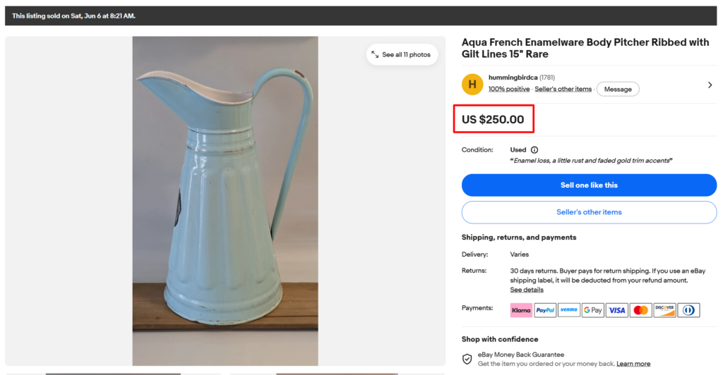 Vintage Enamelware Pitcher