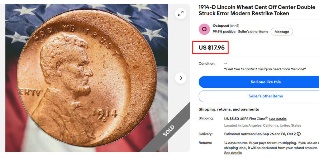 1914 Penny Off Center