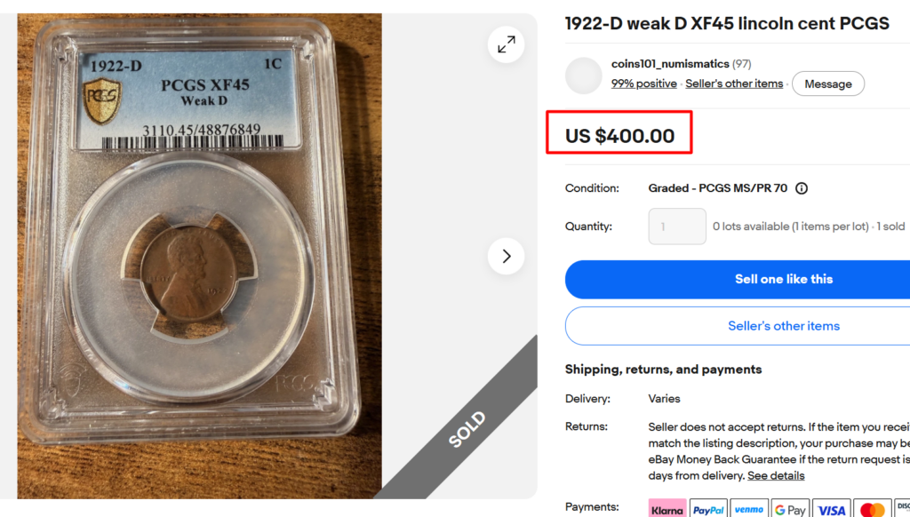 1922-D Weak D Penny